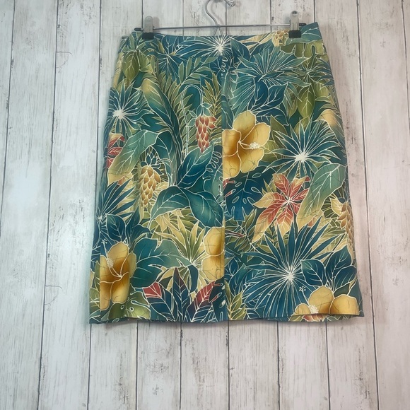 Kriss Kross Tropical Print Silk Skirt 10 - Picture 2 of 4